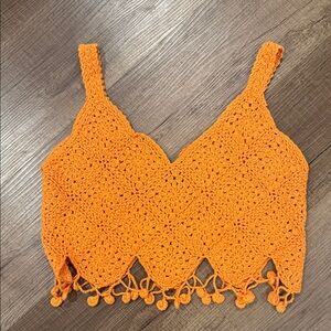 Love Lola Orange Crochet crop top